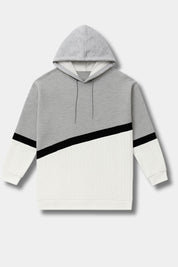Kapüşonlu Renk Bloklu Örme Sweatshirt