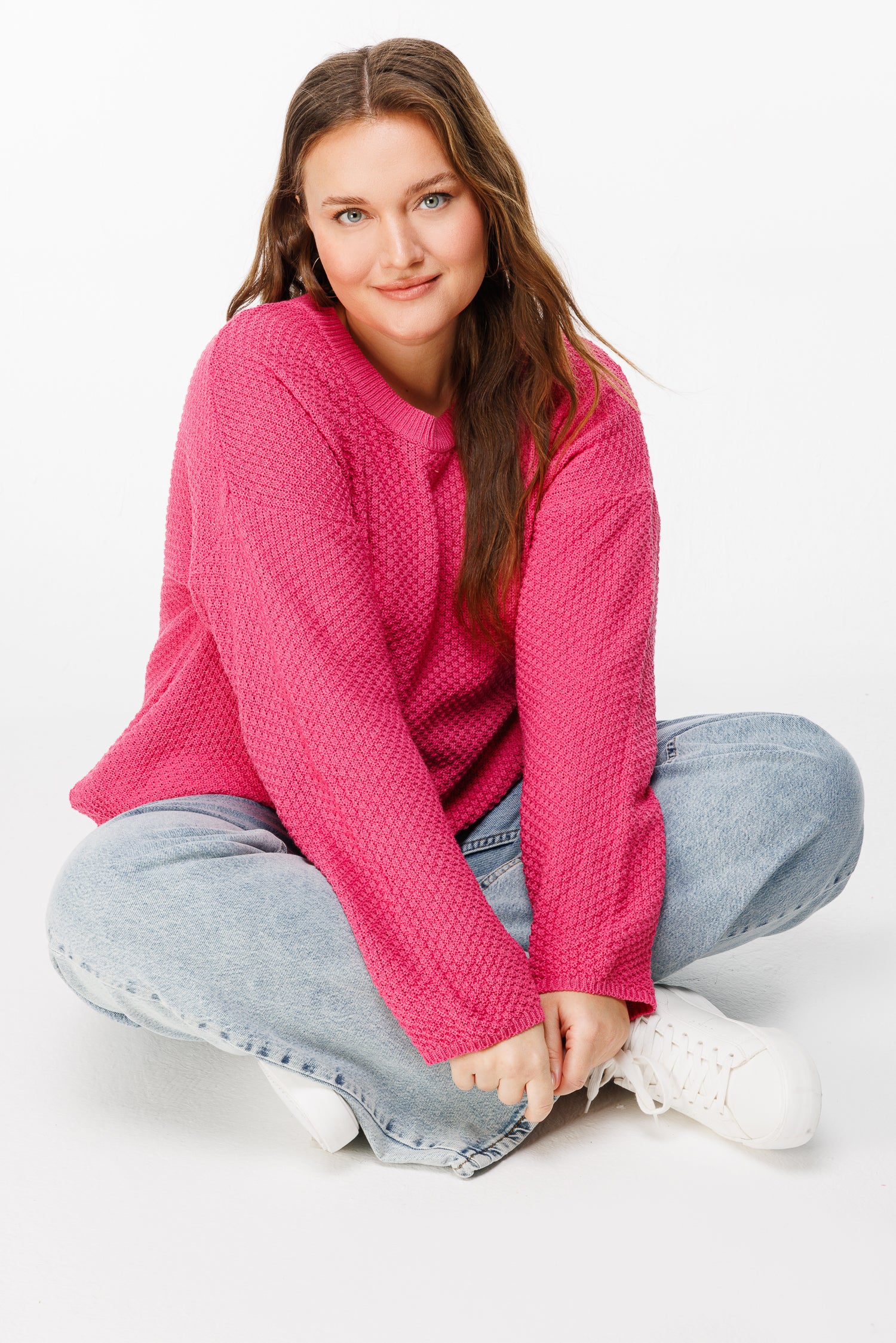 Pembe Oversize Triko Kazak