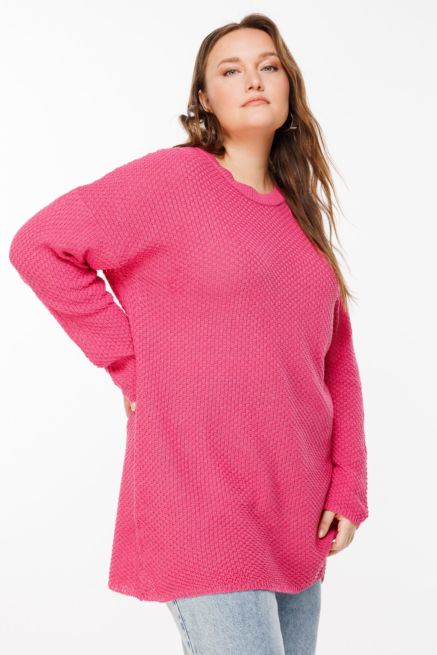 Pembe Oversize Triko Kazak