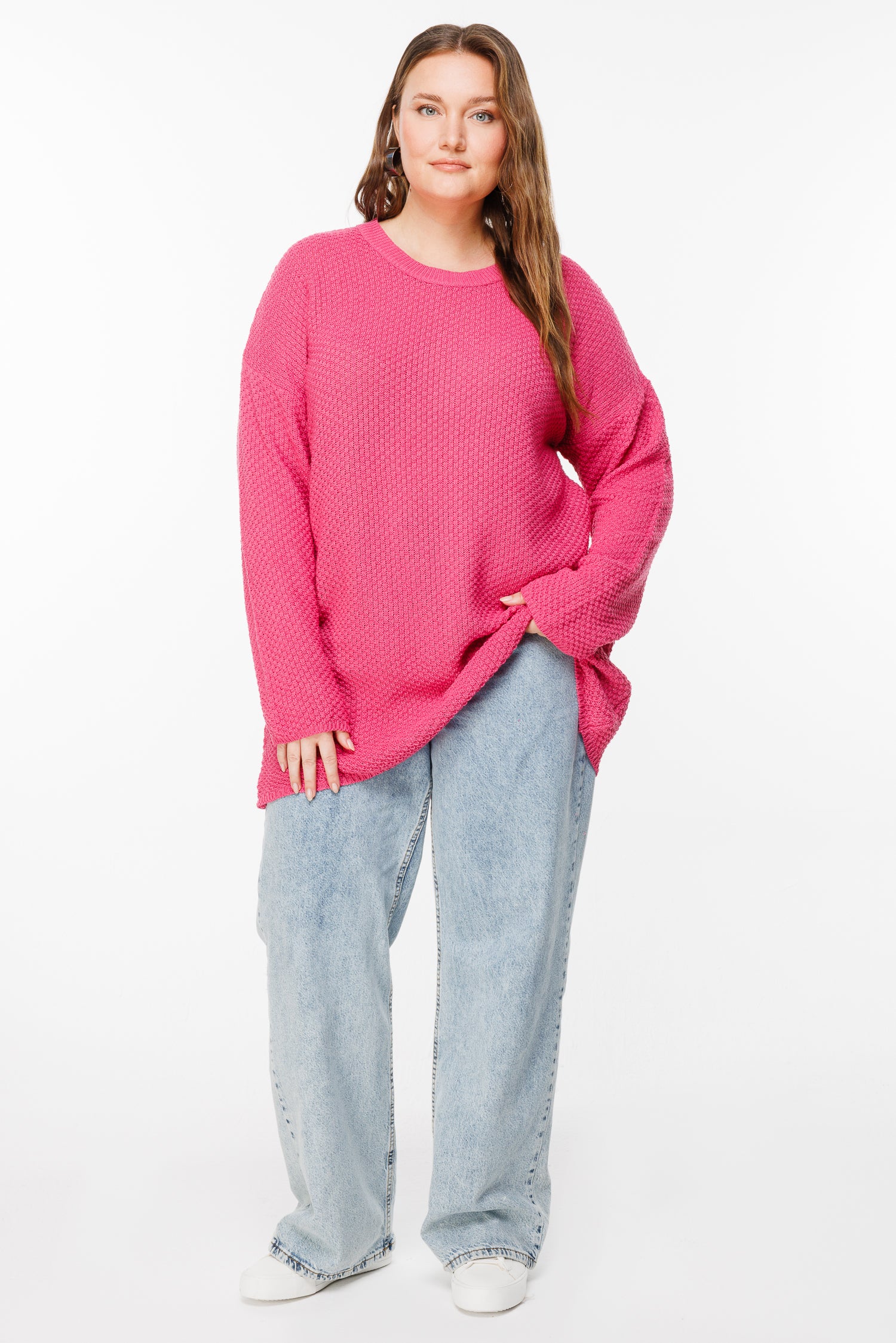 Pembe Oversize Triko Kazak