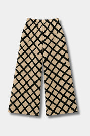 Rahat Kesim Desenli Geniş Paça Pantolon