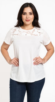Çiçekli File Panel T-shirt