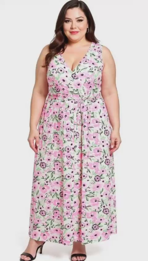 Çiçekli Anvelop Maxi Elbise