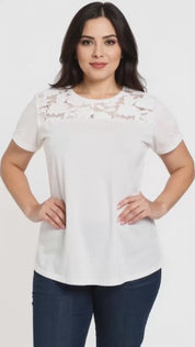 Çiçekli File Panel T-shirt