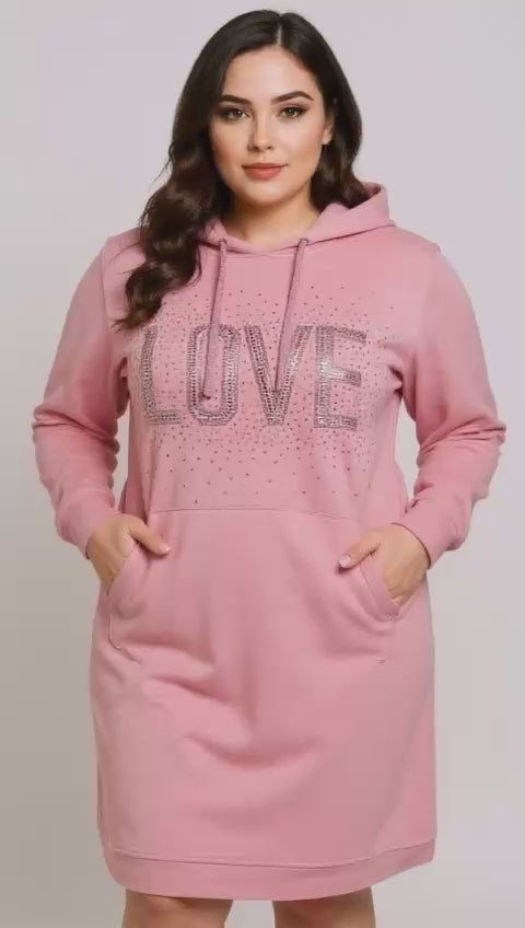 Taş İşlemeli Sweatshirt Elbise