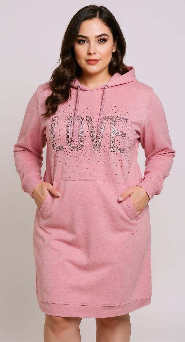 Taş İşlemeli Sweatshirt Elbise